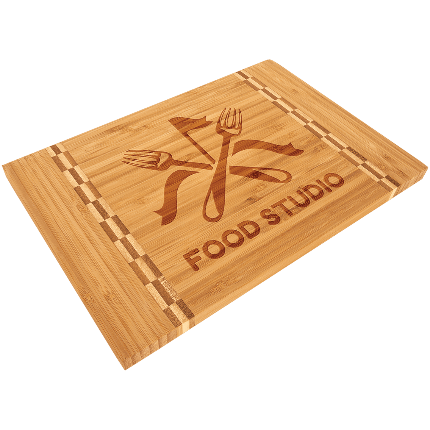 Bamboo Cutting Board with Block Inlay