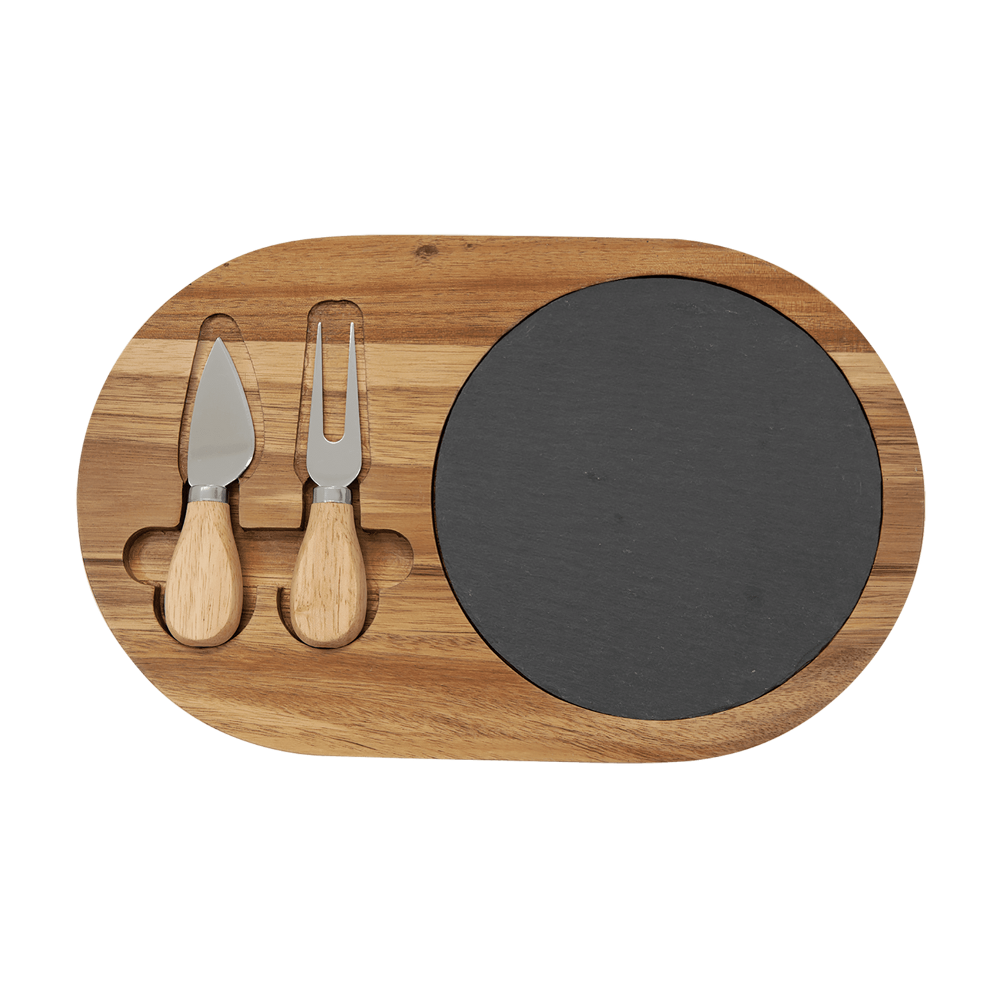 Acacia and Slate Cheese Set - Circle