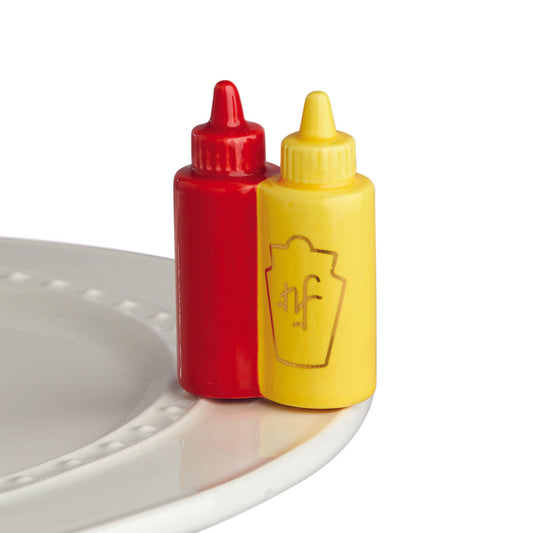 Nora Fleming “Nora Fleming Minis” mini figure ceramic minis gift present summer beach tailgate bbq barbecue picnic diner ketchup mustard condiments "main squeeze" father's day 4th of july independance day
