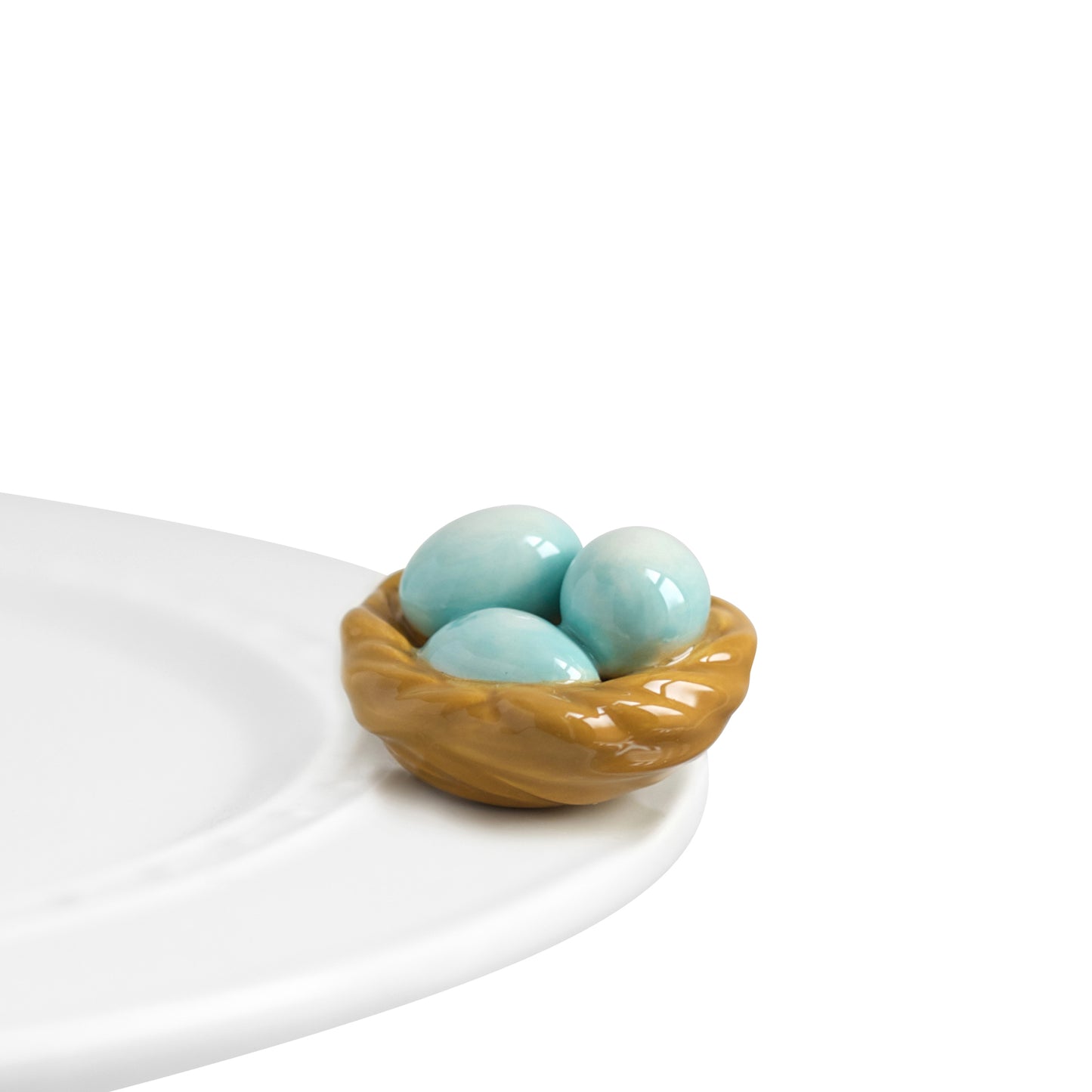 Nora fleming mini mini figure ceramic minis gift present bird's nest robin's nest "robin's egg blue" spring springtime nature animals easter