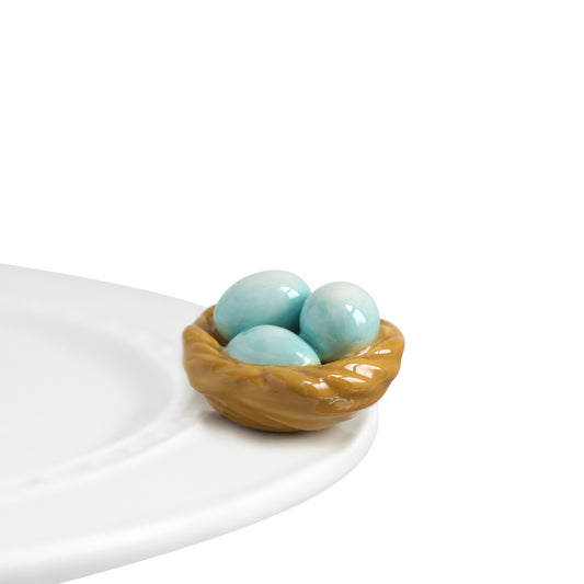 Nora fleming mini mini figure ceramic minis gift present bird's nest robin's nest "robin's egg blue" spring springtime nature animals easter