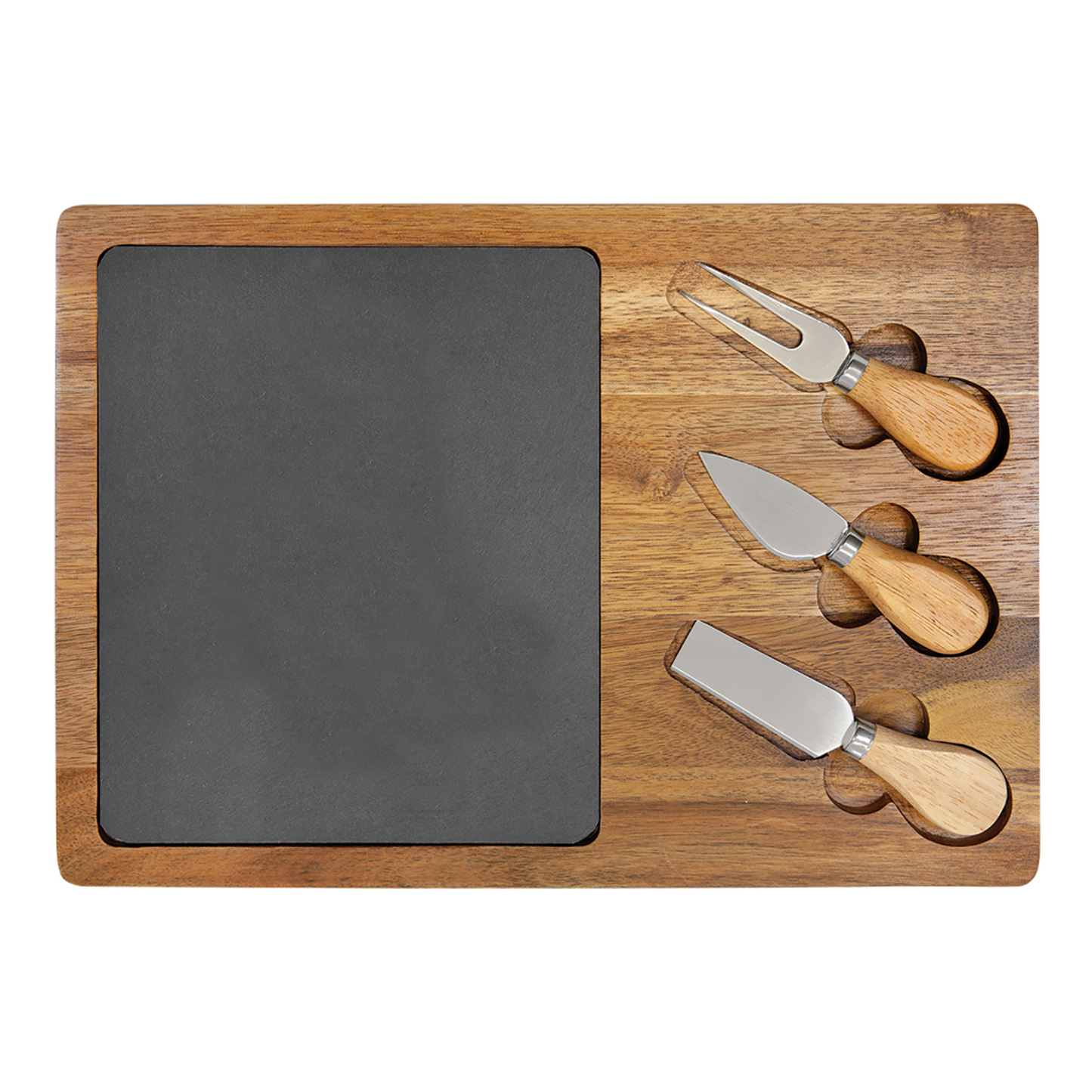 Acacia and Slate Cheese Set - Rectangle