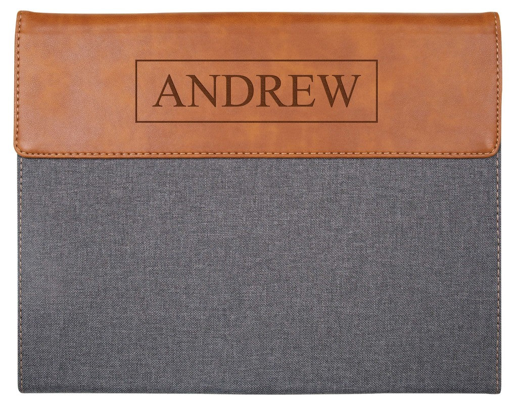 Grey & Tan Faux Leather Padfolio