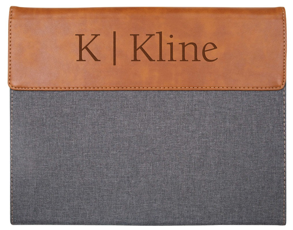 Grey & Tan Faux Leather Padfolio