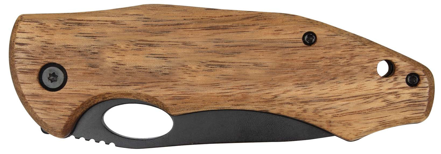 Wood Pocket Knife w/ Clip - 3.25" Blade