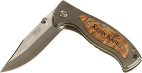 Wood Pocket Knife w/ Clip - 3.25" Blade