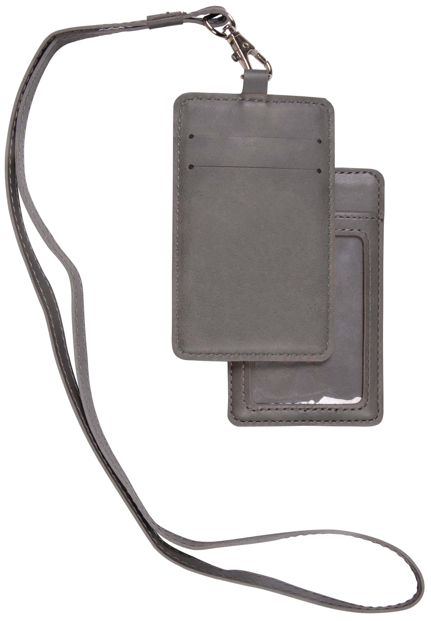 Grey Faux Leather ID Lanyard