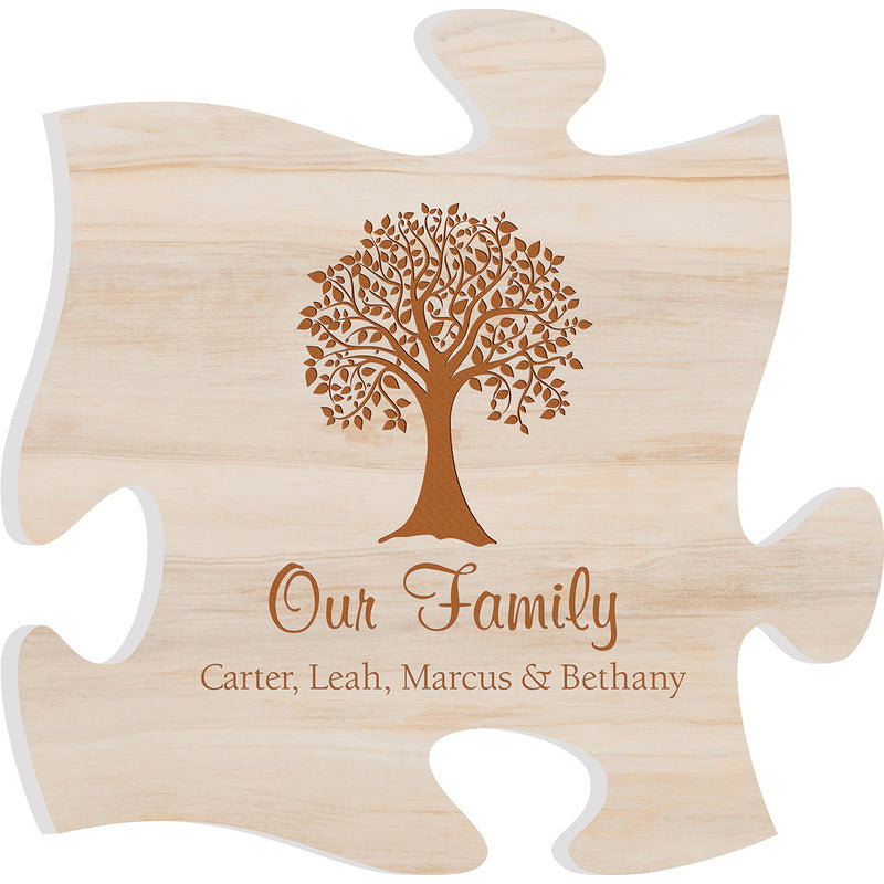 Light Faux Wood Puzzle Piece Plaque