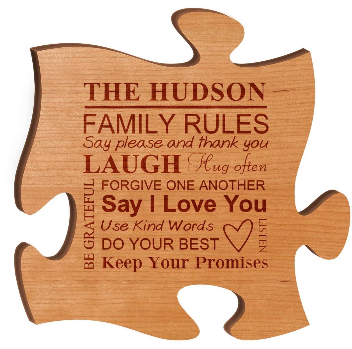 Cherry Wood Puzzle Piece Plaque
