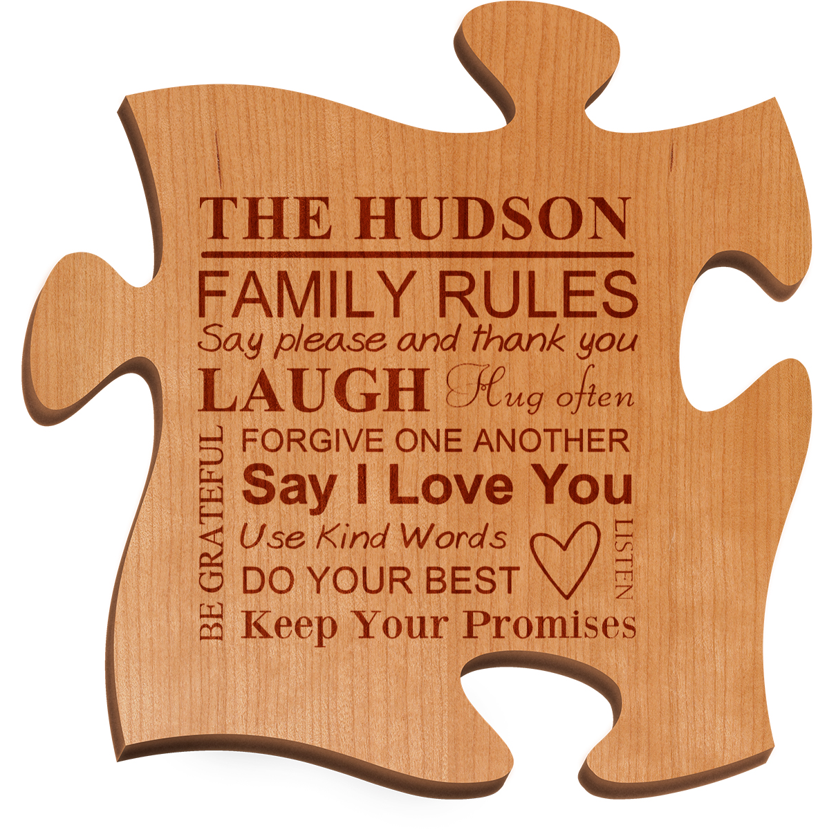 Cherry Wood Puzzle Piece Plaque