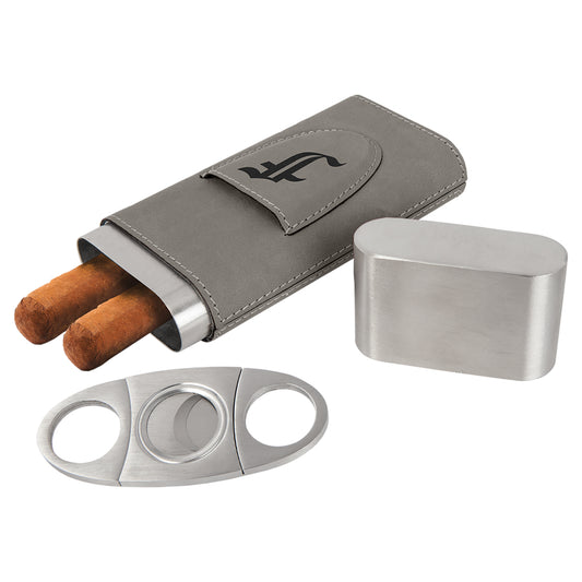 Faux Leather Cigar Case with Cutter