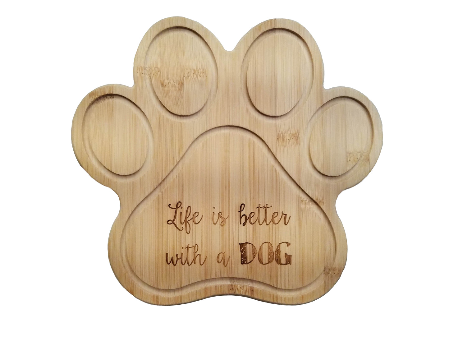 engraved personalized cutting board dog paw print pet owner gift laser engraving customizable bamboo gift present party celebration house gift housewarming kitchen kitchenware