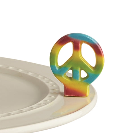 Nora Fleming “Nora Fleming Minis” mini figure ceramic minis gift present peace sign tie dye hippie "peace out" 70s 60s