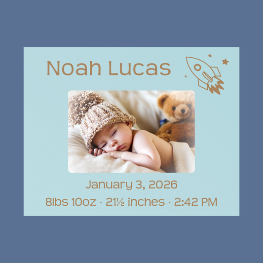 Blue 4x6 Picture Frame - Birth Announcement