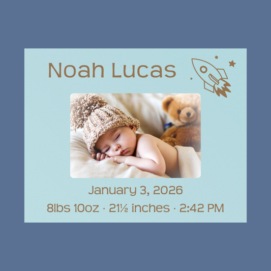 Blue 4x6 Picture Frame - Birth Announcement