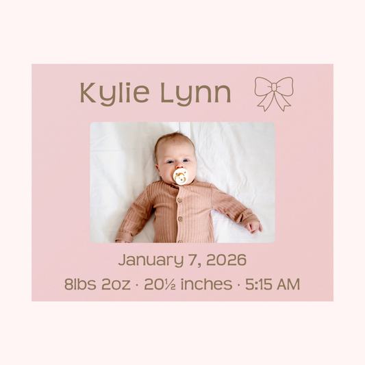 Pink 4x6 Picture Frame - Birth Announcement