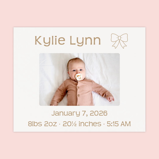 White 4x6 Picture Frame - Birth Announcement