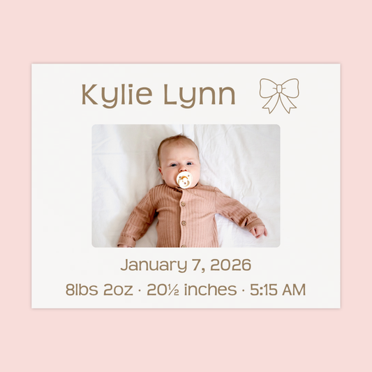 White 4x6 Picture Frame - Birth Announcement