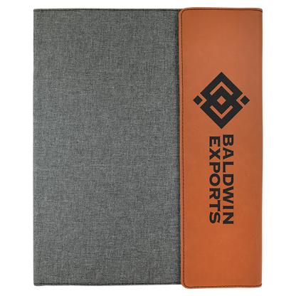 Grey & Tan Faux Leather Padfolio