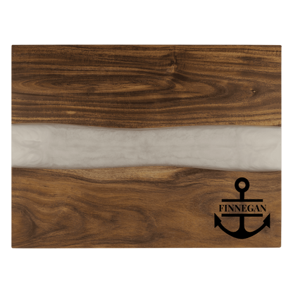 Acacia with White Pearl Resin Serving Board