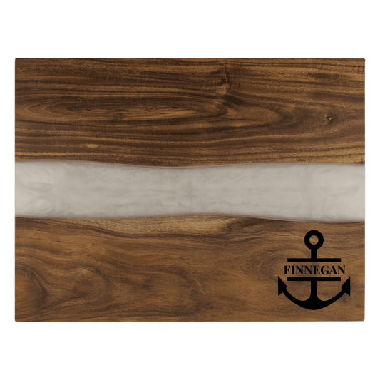 Acacia with White Pearl Resin Serving Board