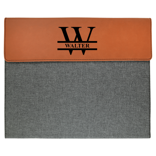 Grey & Tan Faux Leather Padfolio