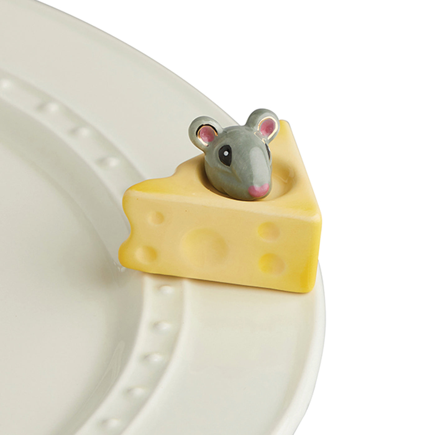 Nora Fleming “Nora Fleming Minis” mini figure ceramic minis gift present "cheese, please!" cheese mouse cute animal animals food kitchen