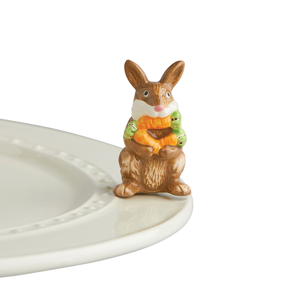 Nora Fleming “Nora Fleming Minis” mini figure ceramic minis gift present easter spring springtime easter bunny easterbunny carrots basket eggs "funny bunny" 