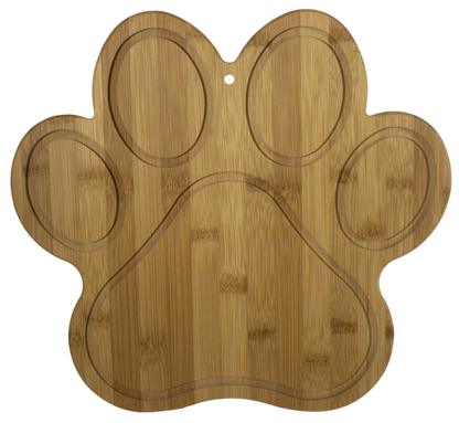 engraved personalized cutting board dog paw print pet owner gift laser engraving customizable bamboo gift present party celebration house gift housewarming kitchen kitchenware