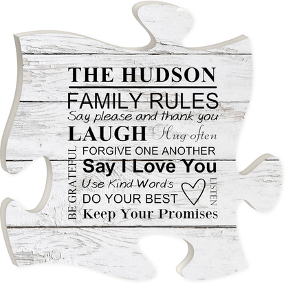 Family Rules Puzzle Wall Plaque