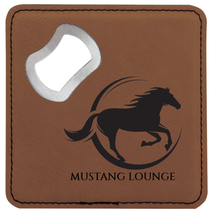 Faux Leather Bottle Opener Coasters (Assorted Colors)