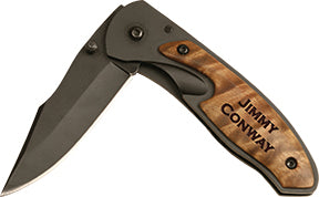 Wood Pocket Knife w/ Clip - 2.5" Blade