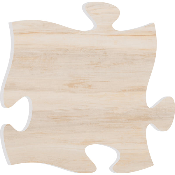 Light Faux Wood Puzzle Piece Plaque