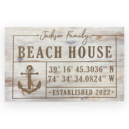 Beach House Coordinates Plaque