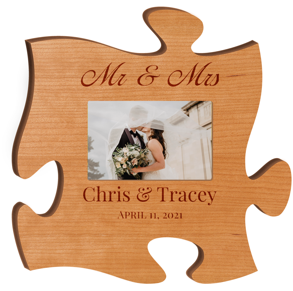 Cherry Wood Puzzle Piece Frame