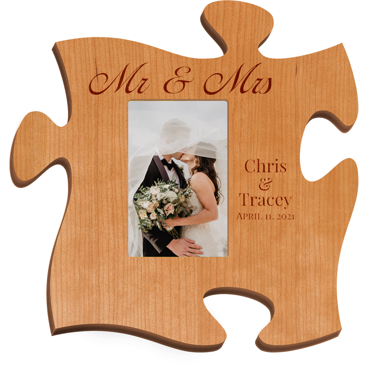 Cherry Wood Puzzle Piece Frame