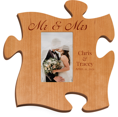 Cherry Wood Puzzle Piece Frame