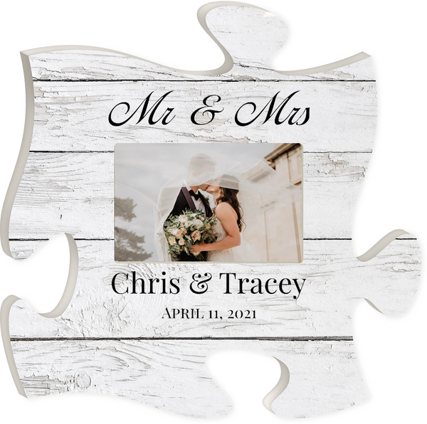Rustic White Puzzle Piece Frame